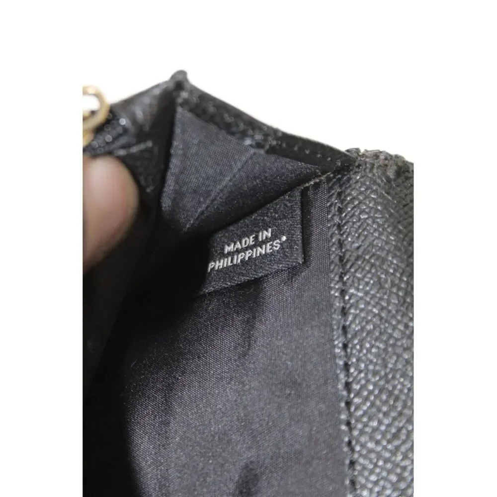 Coach Womens Pebbled Leather Snap Closure Envelope Wallet Black